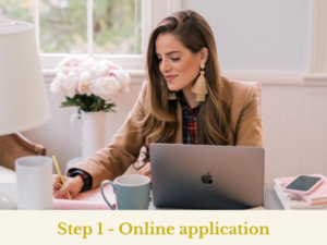 Woman is working with laptop